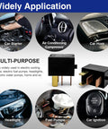 Two Pack Automotive Relay G8HL H71 12VDC with applications for car starters, AC compressors, and more in Honda/Acura models.