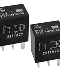 12V DC 4 Pin Plug In Automotive Relay Set Of 2 For Ford Vehicles OEM Replacement, 30A Load Rating, black casing, front view