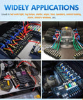 Image featuring various applications of Five Pack Waterproof Automotive Relay And Harness Set Beefed-Up Heavy Duty 40/30 Amp