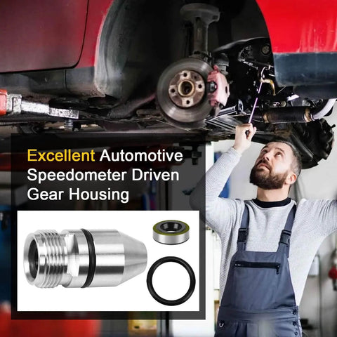 Mechanic installing Bullet Speedometer Gear Sleeve Housing Kit for TH350 Transmission With O Ring and Metal Wrapped Seal 3 Piece Set