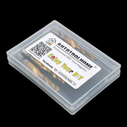 AUTOTOOLHOME 6 Pack Titanium Combination Drill Tap Bit Set Screw Tapping SAE 6-32NC in a plastic case
