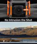 Close-up of orange aluminum alloy gimbal guard and bumper for Avata 2 FPV drone, lightweight and durable protection during flight.
