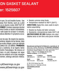 Label of aviation gasket sealant with warnings and instructions, featuring part IDH number 1525607, red and white packaging design.