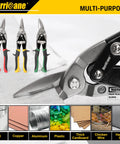 3 Piece Aviation Tin Snips Set, 10 Inch Sheet Metal Cutters With CRV Blades and Ergonomic Handles for Straight, Left, and Right Cuts