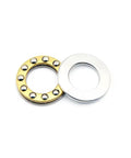 12x21x5mm Axial Ball Thrust Bearing With Brass Cage 10 Pack For Oven Turntables Pumps Rotary Equipment And Machine Tools, two separated components, one brass-caged with balls and one metal washer.