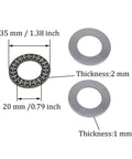 Heavy Duty Workhorse Thrust Needle Roller Bearing Set With Washers AXK2035, 20mm Bore, 35mm Outer Diameter, 2mm Width, steel cage.