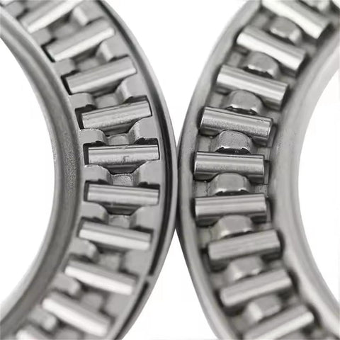 Close-up of 4 Sets AXK2035 Thrust Needle Roller Bearings with Washers, 20mm Bore, 35mm Outer Diameter, Chromium Steel Rollers