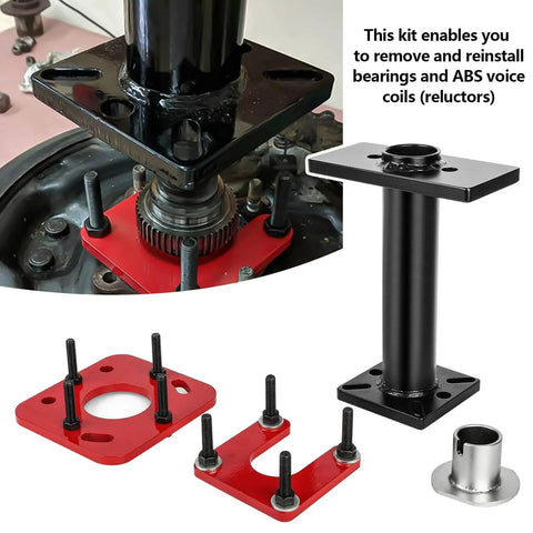 Heavy Duty Complete Axle Bearing Puller And Installer Kit With Abs Tone Ring Driver And Adapter Plate For 1995 To 2020 4Runner Tacoma Tundra Hilux Full Bearing Removal Tool Set With All Fasteners And Accessories displayed with components