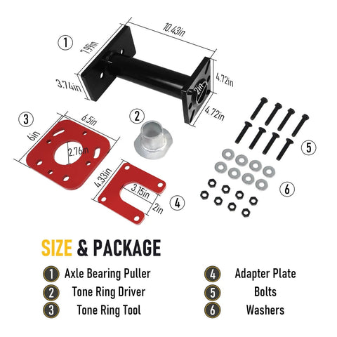 Rear Axle Bearing Puller And Installer Tool For Toyota 4Runner Tacoma Tundra Hilux T100 With ABS Tone Ring, tool components