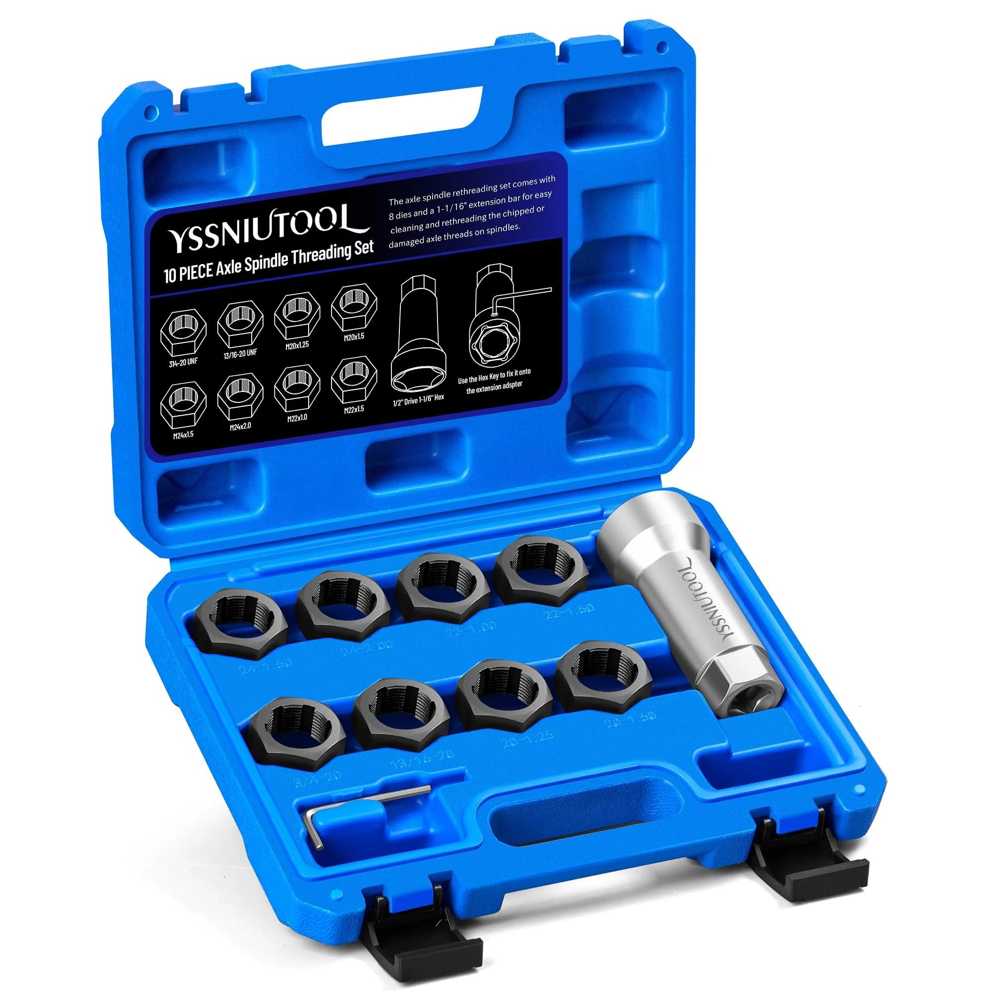 Axle Spindle Threading Kit With Dies And Rethread