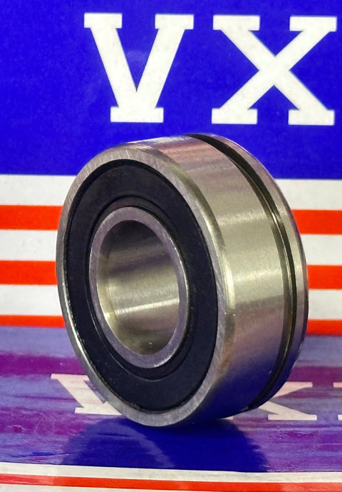 Side view of B15-69-2RS Alternator Ball Bearing 15x35x13mm - Sealed, rubber sealed chrome steel for automotive use.