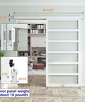 42x84 White PVC Sliding Barn Door With Hardware Kit And Pull Lightweight Translucent Plastic Panel Waterproof Easy Install