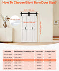Bifold Barn Door 48x84 Inches MDF Panels Sliding Closet Doors With Header Board And Hardware Kit Included Easy Install