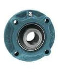 Front view of UCFCX09 Single 45mm Piloted Flange Ball Bearing with Set-Screw Locking, Medium-Duty Cast Iron Housing, Wide Inner Ring, M12 Bolt.
