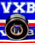 B8-79D-2RS Ball Bearing 8x23x11mm Sealed, chrome steel with rubber seals, front view against VXB logo backdrop