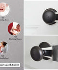Baby Door Latch Cover Silencer For Nurseries, Thick Cushion And Soft Three Layer Fabric With Elastic Straps, installed on door