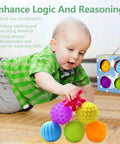 Baby playing with Sensory Balls for Baby Sensory Baby Toys 6 to 12 Months for Toddlers 1-3, Bright Color Textured Multi Soft Ball Gift Sets.