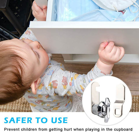 Effortless, keyless access with a thumb operated offset cam lock for RVs, campers, storage cabinets, drawers, and mailboxes; simply turn the wing handle to lock or unlock, compact 19x16mm size, color S.