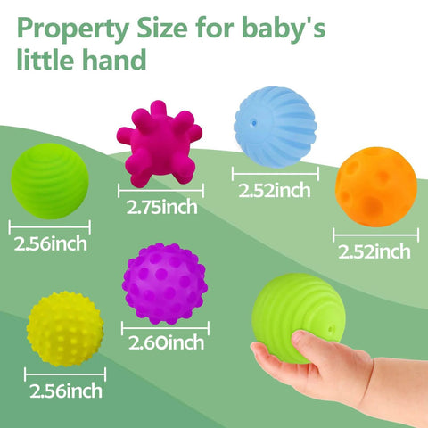 Sensory Balls for Baby Sensory Baby Toys 6 to 12 Months for Toddlers 1-3, Bright Color Textured Multi Soft Ball Gift Sets, 6-Pack