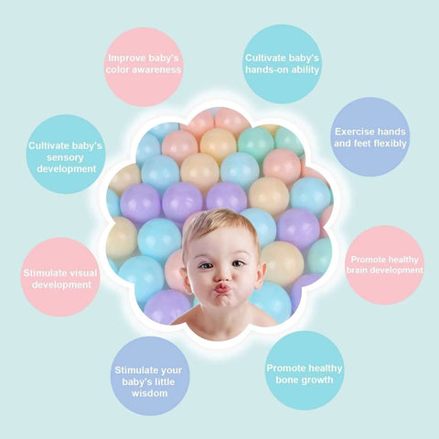 Baby among 5 Mixed Colors Macaron Ocean Ball (Ship from USA) for Babies Kids Children Soft Plastic Birthday Parties - 100 Balls