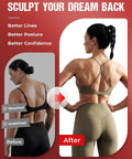 Comparison of woman's back posture before and after using 3 In 1 Pulley Station For Home Gym With Lat Pulldown Overhead Movements.
