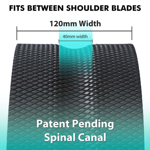 Back Roller Wheel Set For Deep Tissue Massage And Back Stretching, Three Pack Yoga Roller showing 120mm width with spinal canal