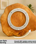 Back view of Handmade Premium Fir Wood Lazy Susan Turntable Organizer with 360 degree rotation feature