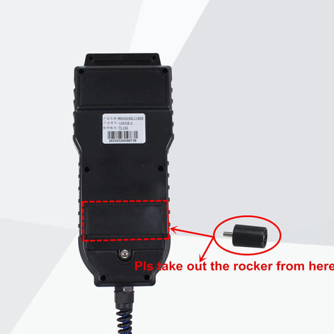 Back view of Six Axis USB Wired Mach3 Handwheel MPG For CNC showing rocker removal instruction