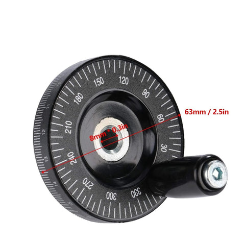 Scale Hand Wheel For Milling Machines And Lathes Replacement Bakelite Hand Wheel with measurements, industrial tool for precision.