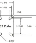 Diagram of 03 mounting plate with measurements for 3” Bakery Rack Oven Casters, Handles temperatures up to 475°F Continuous & 550 °F Intermittent, Set of 4 (No Brakes).