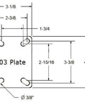 Diagram of 3-1/2” Bakery Rack Oven Casters, Handles temperatures up to 475°F Continuous & 550 °F Intermittent, Set of 4 (No Brakes) plate with measurements.