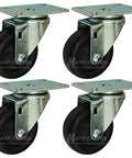 Set of 4 metal and nylon 3-1/2” Bakery Rack Oven Casters, Handles temperatures up to 475°F Continuous & 550 °F Intermittent