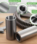 Two Pack Bale Spear Weld On Sleeves, 4.25 Inch Length, 1.96 Inch Outer Diameter, high strength steel sleeves on wooden surface
