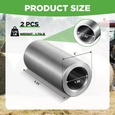 Two Pack Bale Spear Weld On Sleeves, 4.25 Inch Length, 1.96 Inch Outer Diameter, steel sleeve dimensions diagram
