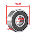 Ball Bearing 28x58x16 Mm Rubber Seal Double Shield Pre Lubricated Industrial Quality Bearing shown with dimensions in red