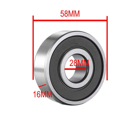 Ball Bearing 28x58x16 Mm Rubber Seal Double Shield Pre Lubricated Industrial Quality Bearing shown with dimensions in red