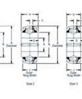 Technical diagram of Link Belt Rexnord 20SBG5209E3 One And A Quarter Inch Square Bore Ball Bearing, unmounted with dimensions labeled
