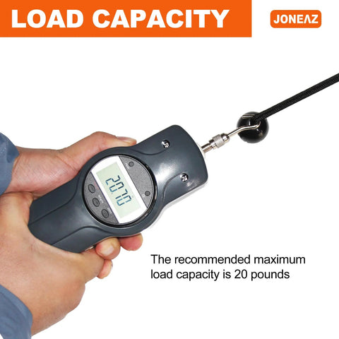 Load testing of 50 Pack Ball Bungee Cords 6 Inch Heavy Duty Outdoor For Canopy Tarps Tie Downs UV Resistant showing 20-lb capacity.