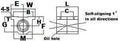Technical diagram of NB TWA8 NB Ball Bushing Block 1/2" Linear Motion with measurements and self-aligning details.