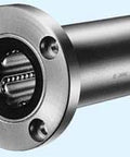 NB SWF24GWUU 1-1/2" Ball Bushings Round Flange Wide Linear Motion showing front view of smooth motion for automation, 1-pack.