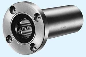 NB SWF24GWUU 1-1/2" Ball Bushings Round Flange Wide Linear Motion showing front view of smooth motion for automation, 1-pack.