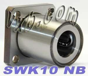 SWK10 NB 5/8" inch Ball Bushings Square Flange Linear Motion shown with metal finish for automation systems