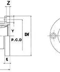 Technical diagram of SWF20GUU NB 1-1/4" Ball Bushings Round Flange Linear Motion with dimensions and mounting holes, 1-pack.