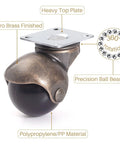 1.5 Inch Ball Caster Wheels Set Of 4 With Antique Brass Top Plate Castors For Coffee Table And Ottoman