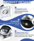 1.5 Inch Ball Caster Wheels for Furniture Swivel Casters With Top Plate Mount Silver Pack of 4 Includes Self-Tapping Screws and Small Screwdriver at 40 mm Diameter showcasing product details