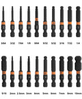 Ball End Hex Bit Set 20 Piece For Impact Drivers 2 Inch With Bit Holder And Carabiner Premium S2 Steel metric sizes displayed