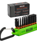 Ball End Hex Bit Set 20 Piece For Impact Drivers 2 Inch with Bit Holder and Carabiner Premium S2 Steel Torsion Zone, packaging shown.