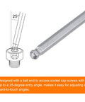 Ball End Hex Screwdriver Magnetic Ball End With 2.5mm Hex Bit 190mm Total Length 110mm Rod S2 Steel, showing reach capability