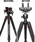 Before and after with Ball Head Adapter For BOG DeathGrip Tripod With Plate, Arca Swiss Compatible Quick Release Mount installed.