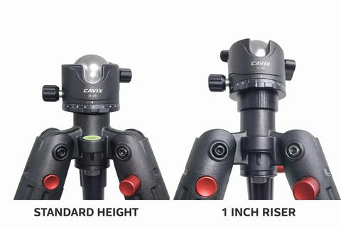 Comparison of standard height vs 1-inch riser on Ball Head Mount With 1 Inch Riser For BOG DeathGrip Tripod Arca Swiss Plate Photography Adapter